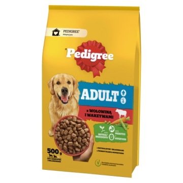 Pedigree Adult 500g Z Wołowiną I Warzywami Sucha Karma Dla Psów Średnich I Dużych Ras