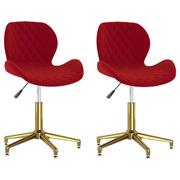 Krzesła - shumee shumee Obrotowe krzesła stołowe 2 szt. winna czerwień aksamitne - miniaturka - grafika 1