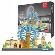 Puzzle - 2 x PUZZLE 3D MIASTO LONDYN PANORAMA LONDON BIG BEN ŚWIATŁO LED 106 ELEMENT - miniaturka - grafika 1