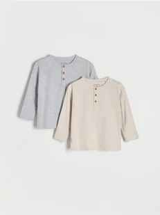 Reserved - Bawełniany longsleeve 2 pack - kremowy - Bluzki dla niemowląt - miniaturka - grafika 1