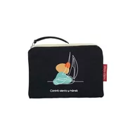 Portfele - Hello-Bags. Portfel/Portfel/Karton. Na zewnątrz: 100% bawełna Z zamkiem błyskawicznym i podszewką. Zawiera kopertę na prezent Kraft. Mod: KONTRAWENT. Kolor: surowy/czarny 14 x 10 cm, czarny, - miniaturka - grafika 1