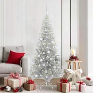 Choinki - vidaXL Choinka z 300 diodami LED z podstawą Srebrny 180 cm PET - miniaturka - grafika 1