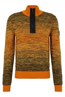 Bluzy męskie - BOSS Męska bluza Knitted_Sweater, ciemnozielona, L - miniaturka - grafika 1