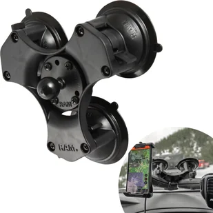 RAM Mount Potrójna Przyssawka z Głowicą w Rozmiarze B 1" RAP-B-365-224-1U - Uchwyty samochodowe do telefonów - miniaturka - grafika 1