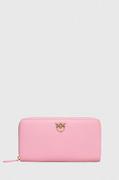 Portfele - Pinko portfel skórzany damski kolor różowy - miniaturka - grafika 1