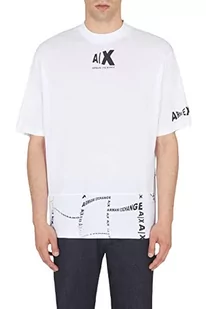 Armani Exchange Męska bluza z bawełny organicznej, krótkie rękawy, biała, mała, biały, S - Bluzy męskie - miniaturka - grafika 1