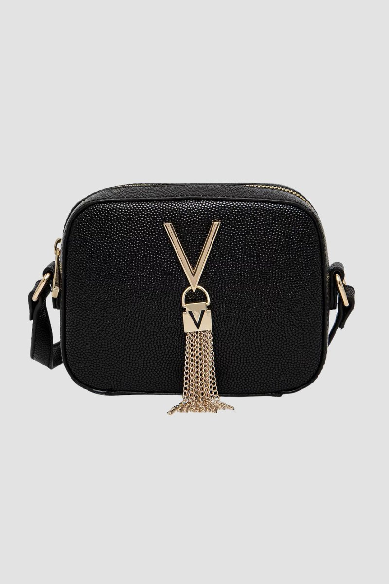 VALENTINO Czarna torebka ze złotymi okuciami Divina Camera Bag