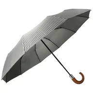 Parasole - Parasol Szary W Paski Z Zagiętą Rączką, Pełen Automat - miniaturka - grafika 1