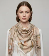 Apaszki i szaliki damskie - Elegancka kwiatowa chusta szal szalik z frędzlami - miniaturka - grafika 1