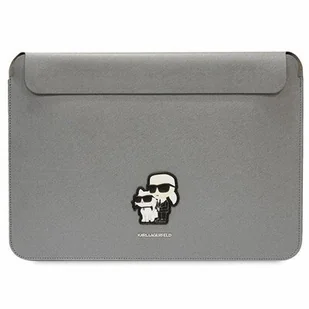Karl Lagerfeld Sleeve KLCS16SAKCPMG 16" srebrny/silver Saffiano Karl&Choupette - Etui i futerały do telefonów - miniaturka - grafika 1