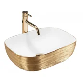 Umywalki - REA-U7422 Umywalka nablatowa Belinda Gold Brush/White - miniaturka - grafika 1