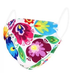 Maska łowicka (biała), maseczka folk ludowy - Odzież robocza - miniaturka - grafika 1