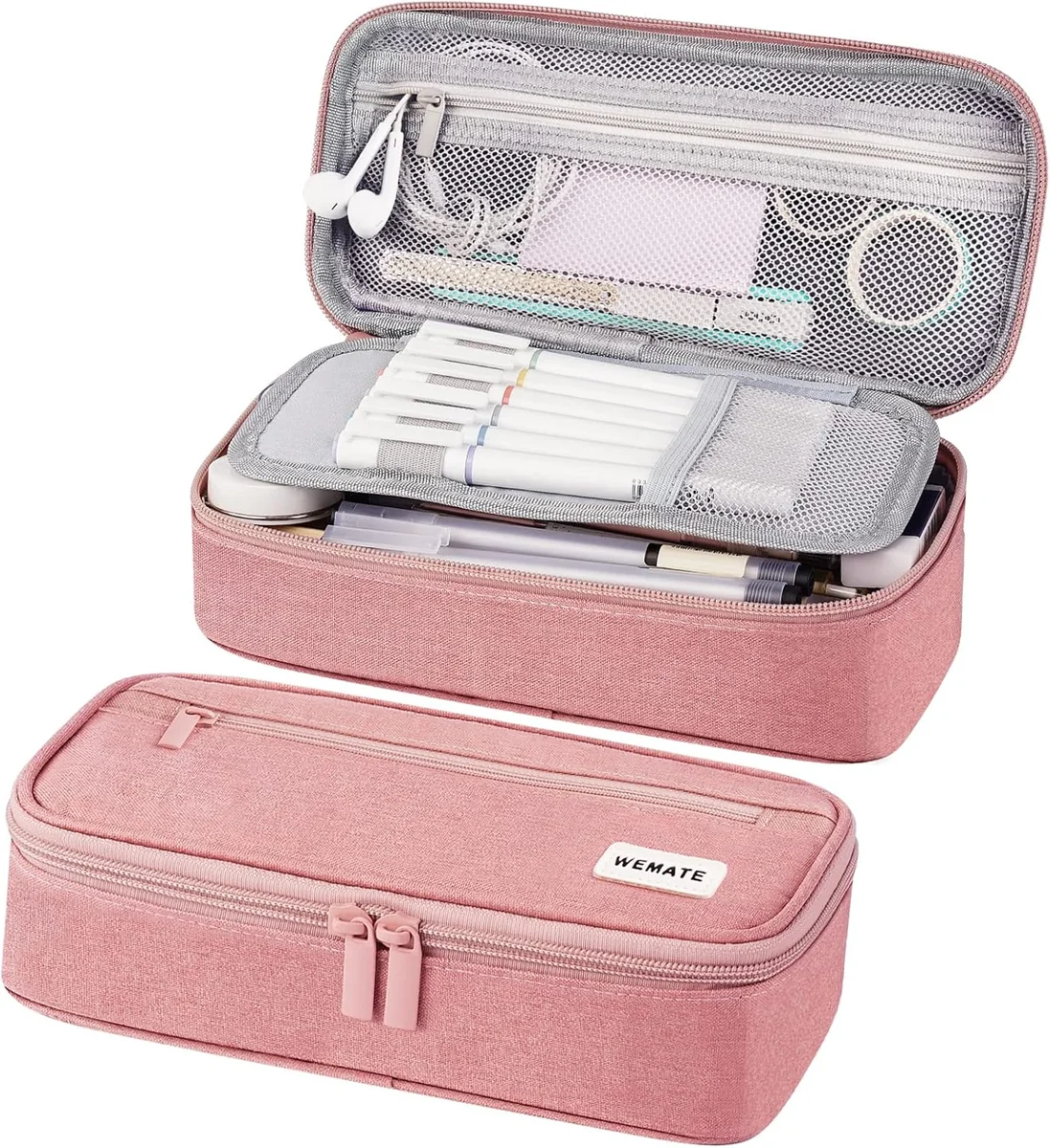 WEMATE Piórnik organizer 5 kieszeni na długopisy 23x11x6,5 cm różowy