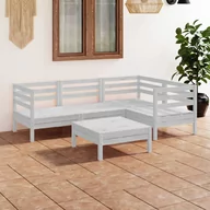 Meble ogrodowe - vidaXL 5-cz. zestaw wypoczynkowy do ogrodu, biały, drewno sosnowe - miniaturka - grafika 1