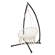 Fotele ogrodowe wiszące - Fotel wiszący z ramą Ø 80cm beżowy wykonany z bawełny.Nośność do 120kg - miniaturka - grafika 1