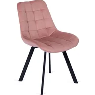 Krzesła - Krzesło Tapicerowane Welurowe Kuchenne Do Salonu Jadalni RICK Różowe - miniaturka - grafika 1