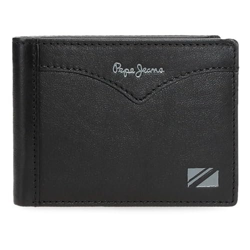 Pepe Jeans Kurtka Poziomy portfel z portmonetką Czarny 11x8x1 cm Skóra by Joumma Bags, Czarny (Black), Talla única, Poziomy portfel z portfelem