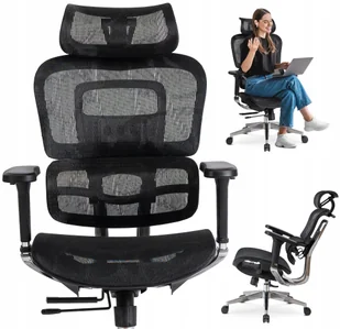 Fotel biurowy, krzesło biurowe Krzesło Obrotowe Biurowe Fotel Ergonomiczny Biurowy Obrotowy Czarny NINO - Fotele i krzesła biurowe - miniaturka - grafika 1