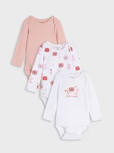 Sinsay - Body 3 pack - różowy - Body dla niemowląt - miniaturka - grafika 1