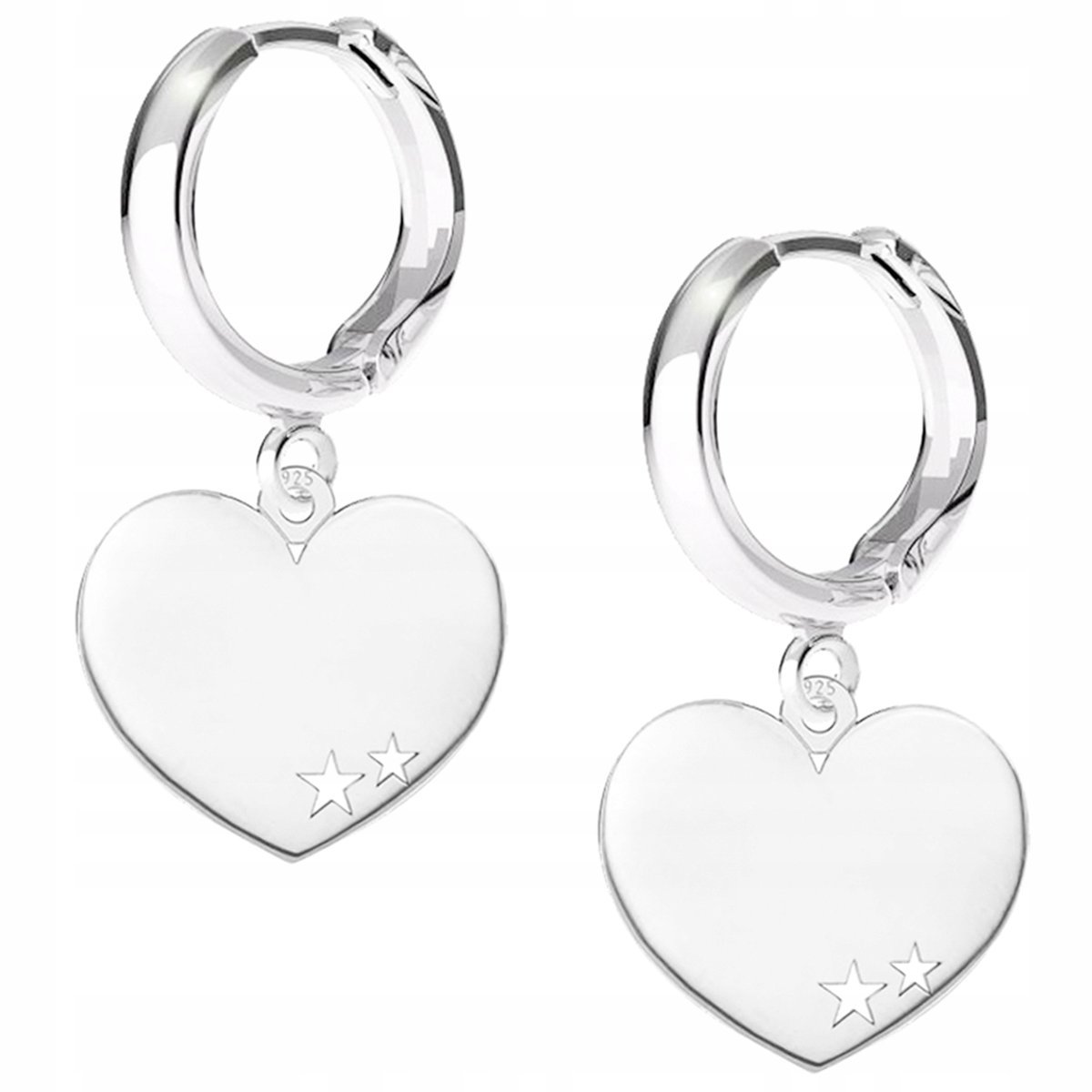 Kolczyki srebrne Serce Serduszko Gwiazda 925