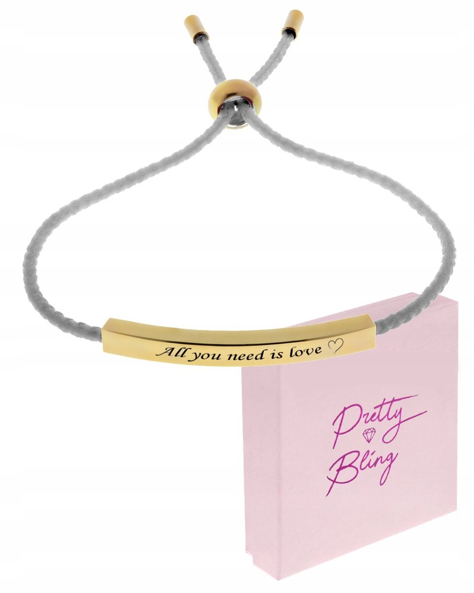 Bransoletka z GRAWEREM sznurkowa BLASZKA szara