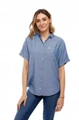 Koszule damskie - WRANGLER SUMMER SHIRT BLUE SHADOW W5R73A15J L - Wrangler - miniaturka - grafika 1