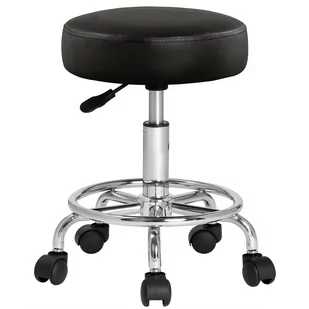 Fotel biurowy, krzesło biurowe Taboret obrotowy Czarny Imitacja Skóry 360° - Fotele i krzesła biurowe - miniaturka - grafika 2