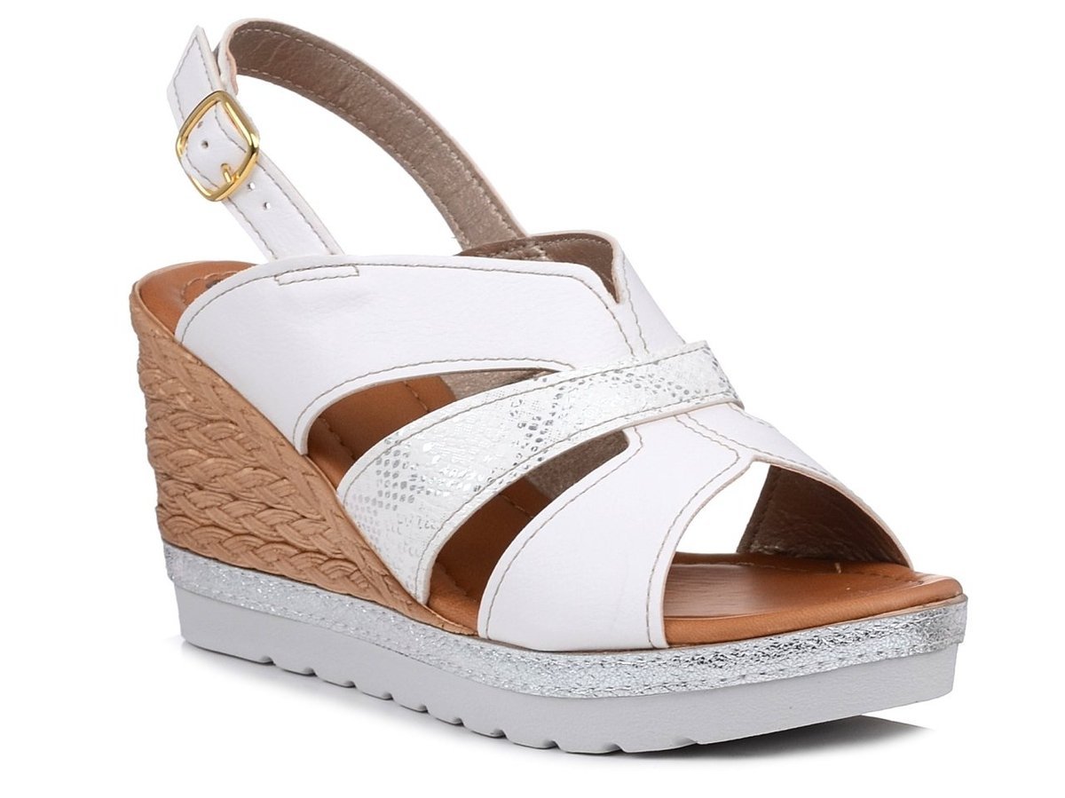 Sandały damskie na koturnie białe Inblu FG-36-41