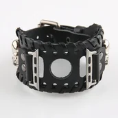 Inne - TEMU 1 szt. Bransoletka z plecionej skóry w stylu punk z zawieszką w kształcie czaszki, pasek TPU, zapięcie na sprzączkę, kompatybilna z Apple Watch - miniaturka - grafika 1