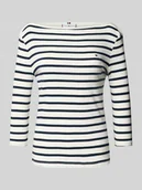 Bluzki damskie - Bluzka z długim rękawem o kroju slim z czystej bawełny - miniaturka - grafika 1