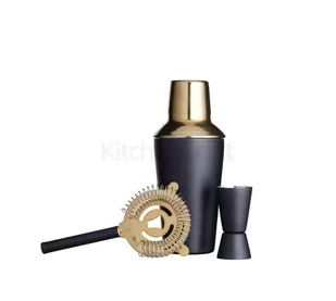 Kitchen Craft Kitchencraft Bar Craft luksusowe wykończenie  stal nierdzewna Cocktail-zestaw na prezent (3-częściowy), mosiądz BCSHAK3PC - Shakery barmańskie - miniaturka - grafika 2