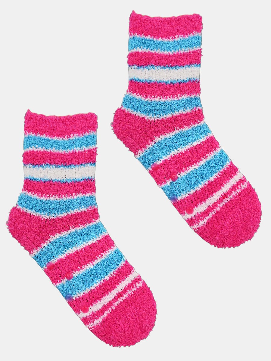 Skarpety boucle z ABS w paski 27-30 różowy 27-30