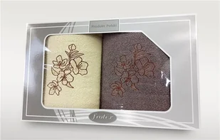 Komplet ręczników w pudełku 2 szt 70x140 Gift kremowy brązowy Frotex - Ręczniki - miniaturka - grafika 1