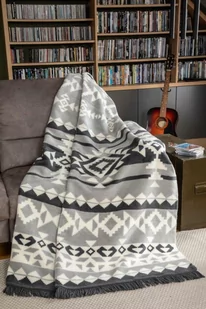 Koc bawełniany akrylowy 150x200 1389/1 szary grafitowy norweski geometryczny narzuta pled - Koce - miniaturka - grafika 1