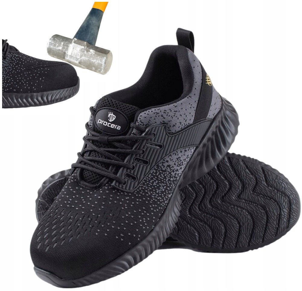 Sportowe PÓŁBUTY ROBOCZE adidasy buty męskie z NOSKIEM Lekkie Przewiewne 42