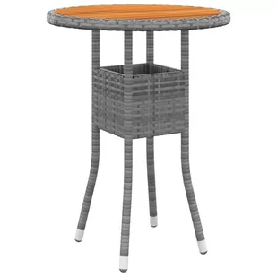 Vidaxl Stolik Ogrodowy, Ø60X75 Cm, Drewno Akacjowe I Rattan Pe, Szary - Stoły ogrodowe - miniaturka - grafika 1