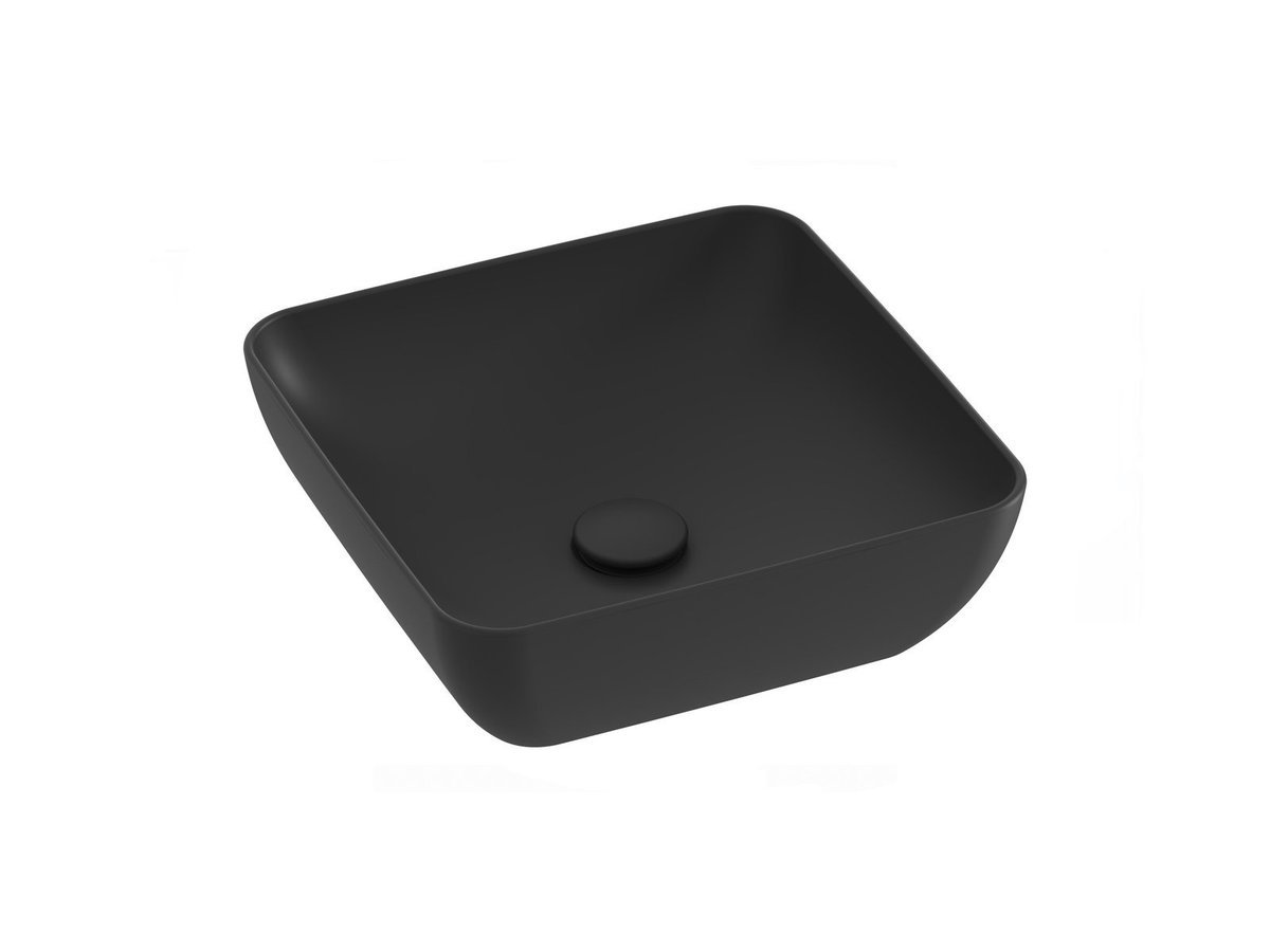 Ravak Kwadratowa umywalka ceramiczna nablatowa Uni 380 S Slim cienkościenna czarny mat 1szt