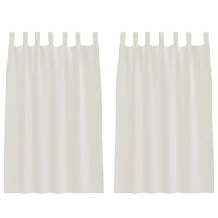 vidaXL Zasłony z zasłonami 2 pcs Kremowy 140 x 175 cm Poliester - Zasłony - miniaturka - grafika 1