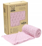 Koce i narzuty dla dzieci - TERJAN kocyk bambusowy 100x80 SQUARES różowy - miniaturka - grafika 1