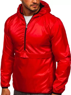 Kurtki męskie - Czerwona przejściowa kurtka męska sportowa anorak z kapturem BOLF 5061 - grafika 1