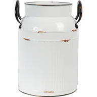 Wazony i flakony - Biały Metalowy Wazon Kanka w Stylu Vintage z Efekt - miniaturka - grafika 1