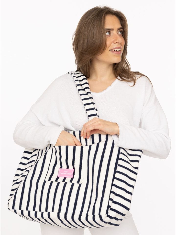 Zwillingsherz Shopper bag w kolorze czarno-białym