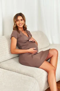 Koszula nocna z kopertowym dekoltem - Piżamy ciążowe - miniaturka - grafika 1