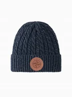 Czapki damskie - Zimowa męska czapka beanie granatowa wygodna logo Ombre OM-ACWH-0121 V2 - miniaturka - grafika 1