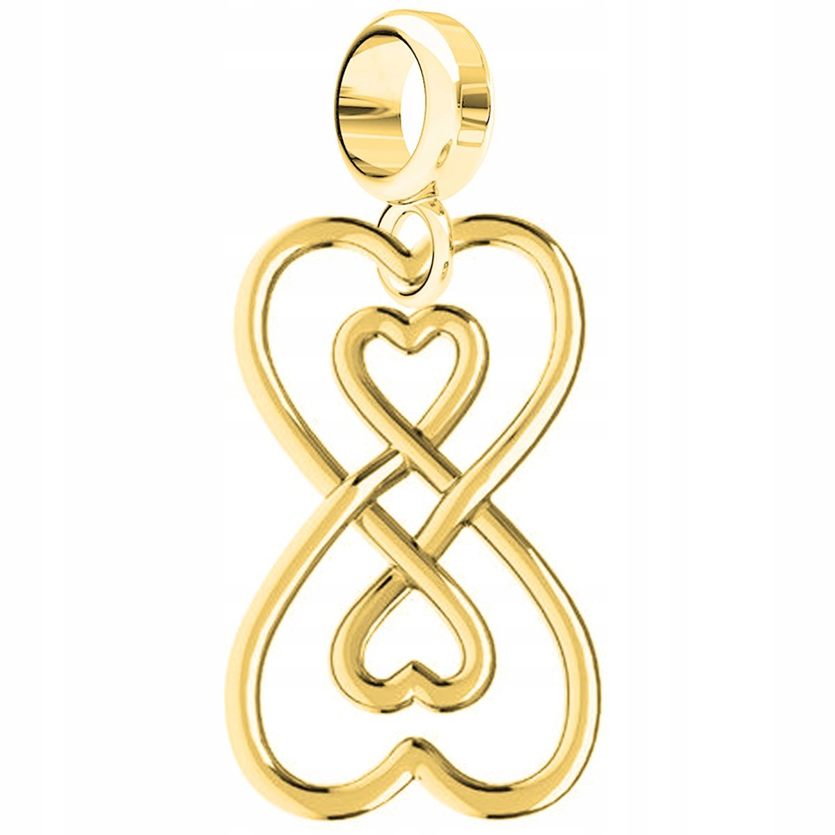 Charms Złoty Serca z Nieskończonością Infinity Nieskończoność SREBRO 925
