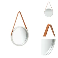 Lustra - vidaXL Lustro ścienne z paskiem 40 cm srebrne - Lustro - miniaturka - grafika 1