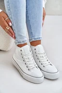 Trampki damskie - Ocieplane Trampki Damskie Na Platformie OO274A473 Białe-39 - miniaturka - grafika 1