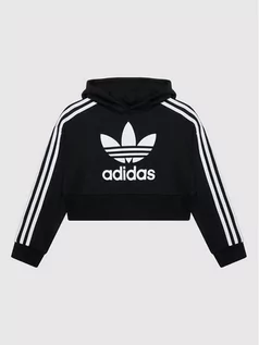 Bluzy dla chłopców - Adidas Bluza adicolor Cropped H32337 Czarny Loose Fit - grafika 1