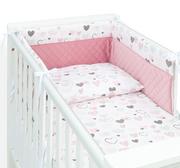 Pościel dla dzieci - MAMO-TATO 3-el pościel dla niemowląt 100x135 do łóżeczka 60x120 Velvet PIK - Pastelowe serduszka / różany - miniaturka - grafika 1