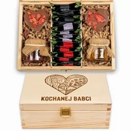 Zestawy upominkowe - Skrzynka prezentowa z grawerunkiem prezent na dzień babci i dziadka zestaw herbat - miniaturka - grafika 1